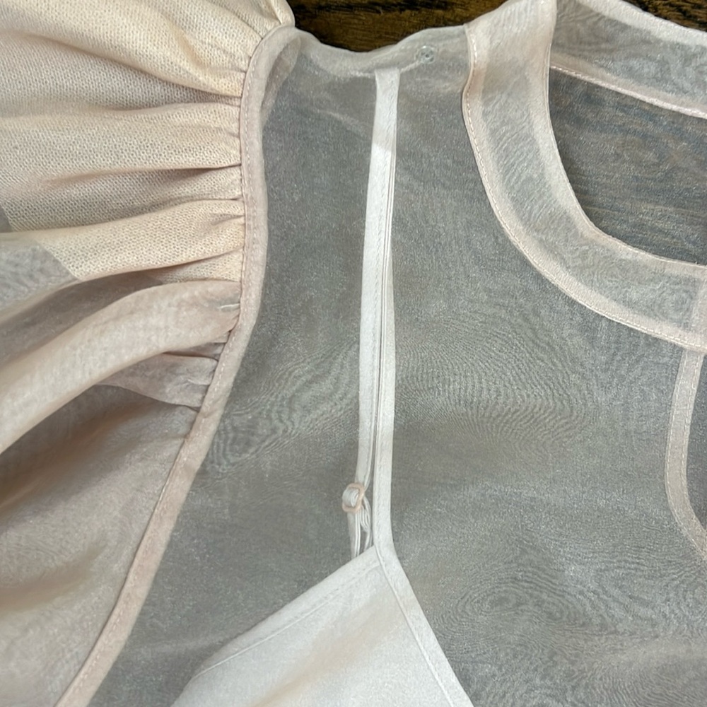 Jonathan Simkhai Sheer Flutter Sleeve Top Size Me… - image 5